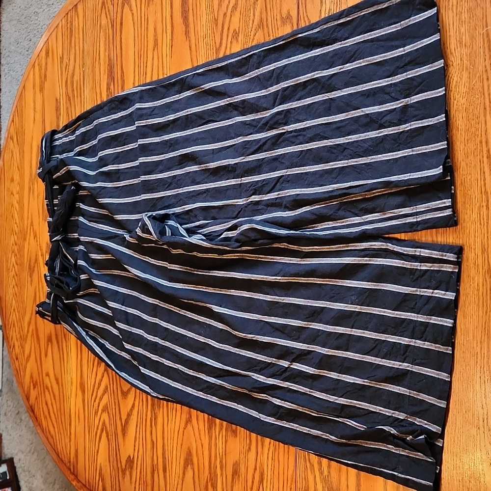 J. Jill Linen Stretch Striped Pants with Elastic Waistband and Tie